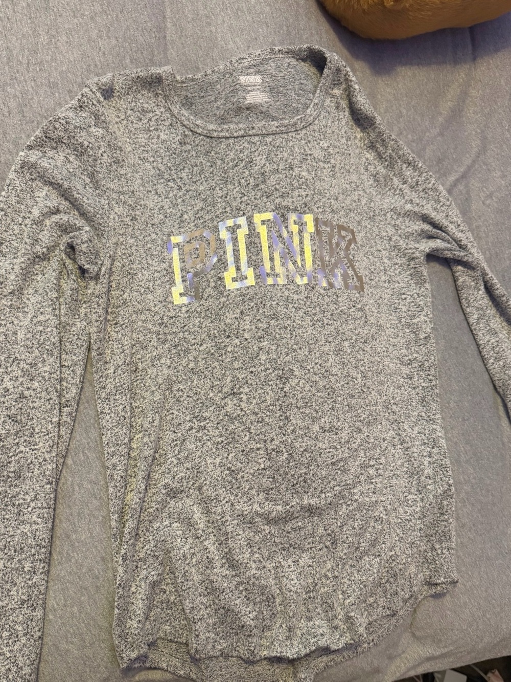 PINK Victoria's Secret Girls' Heather Gray Long Sleeve Top